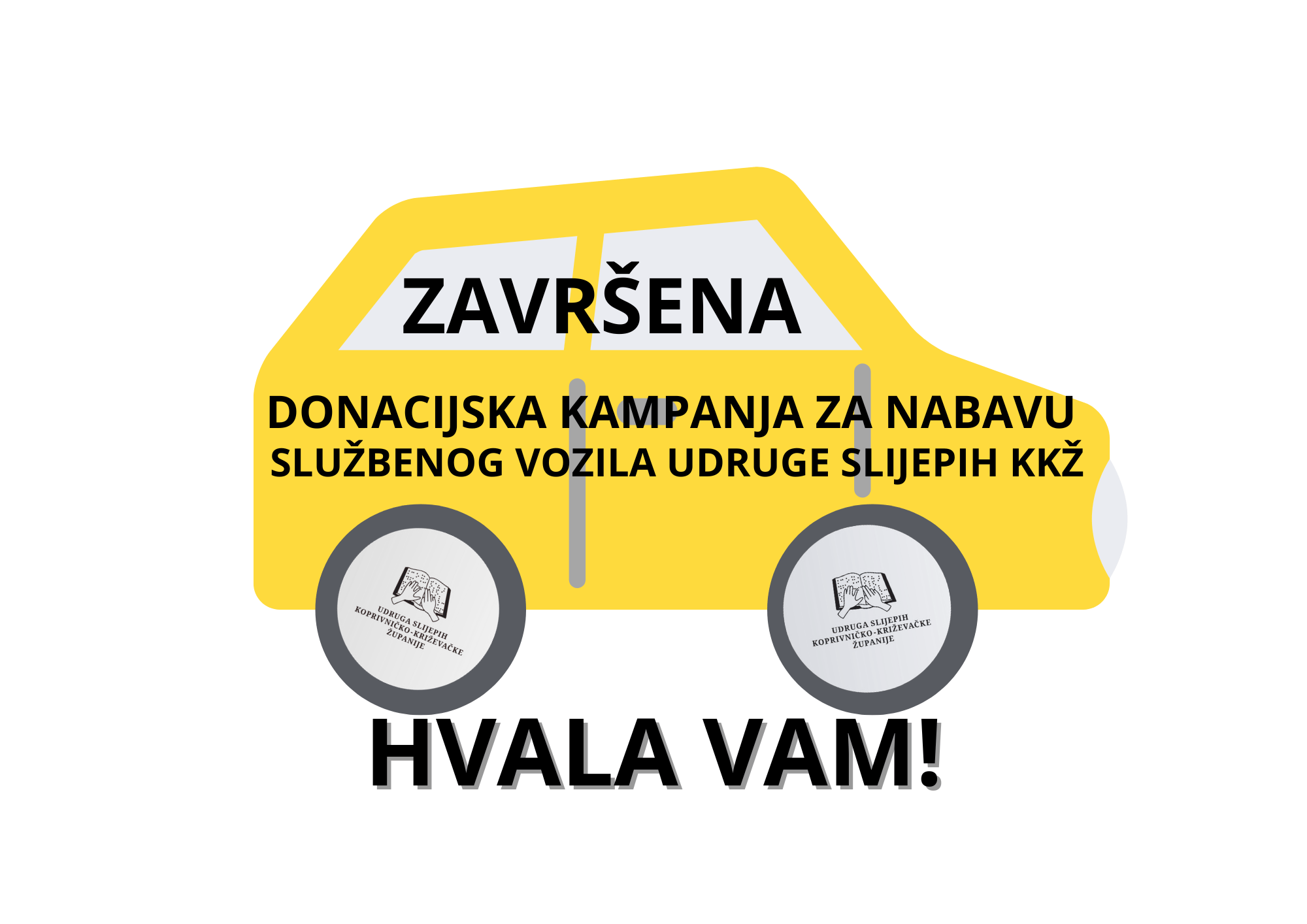 Završena donacijska kampanja Udruge slijepih KKŽ za nabavu službenog vozila